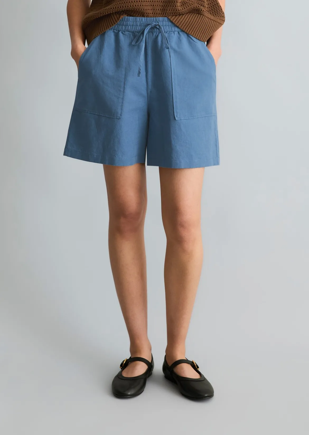 Shorts regular aus Leinen-Baumwolle-Mix