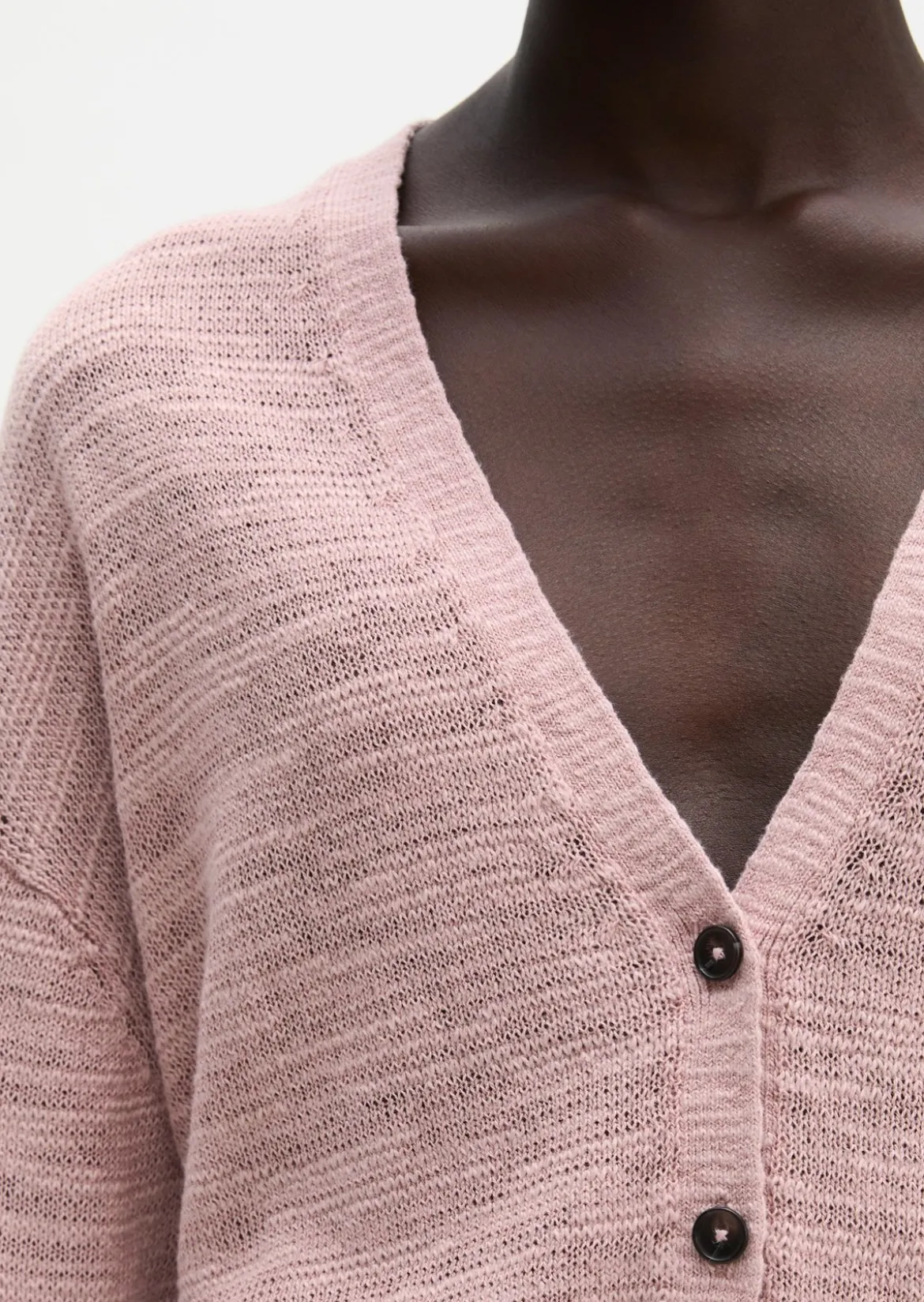 Slub-Cardigan loose aus Leinen-Baumwolle-Mix