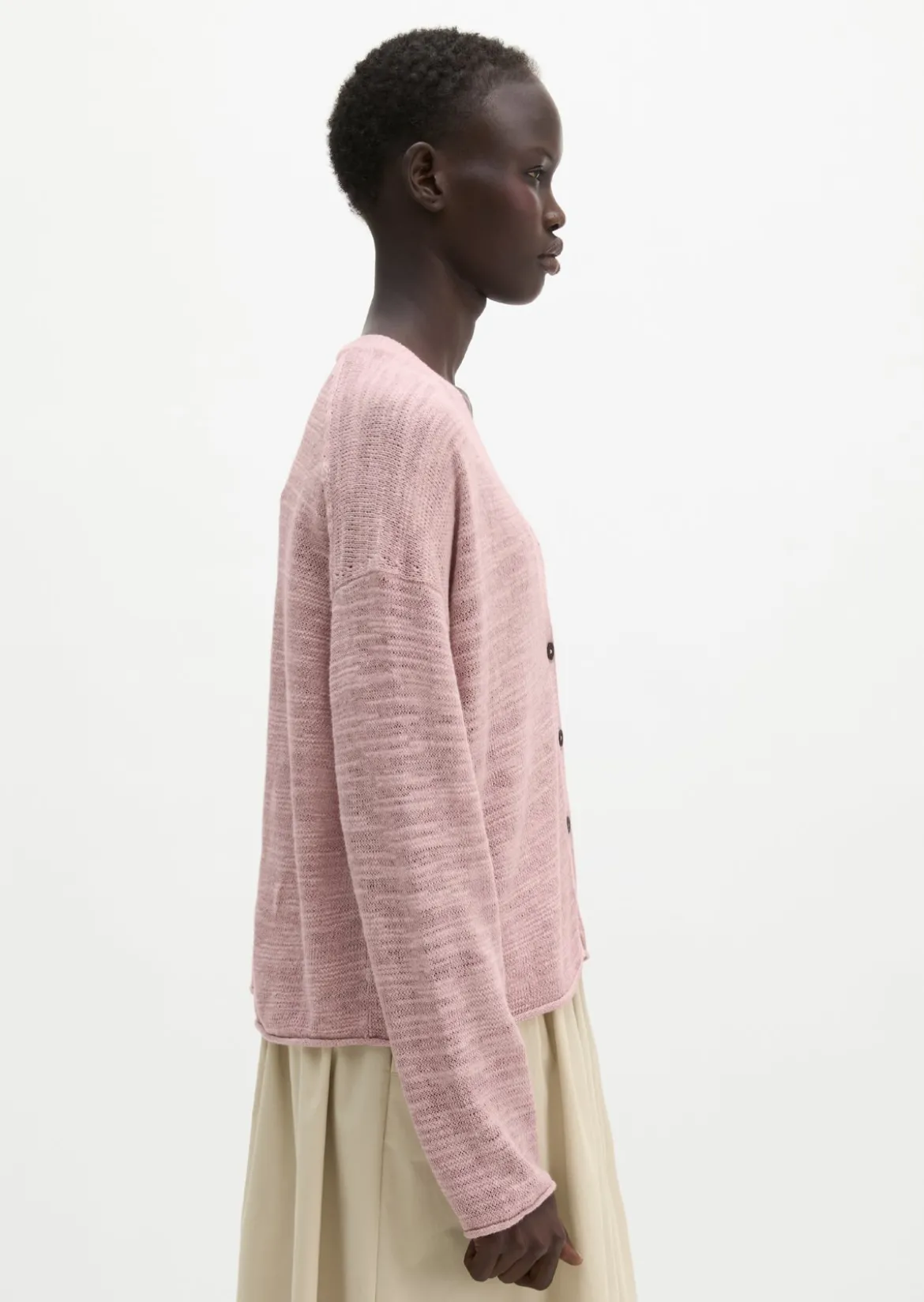 Slub-Cardigan loose aus Leinen-Baumwolle-Mix