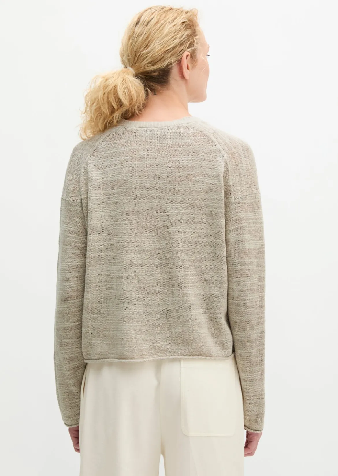 Slub-Cardigan loose aus Leinen-Baumwolle-Mix