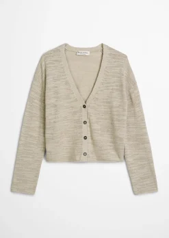Slub-Cardigan loose aus Leinen-Baumwolle-Mix