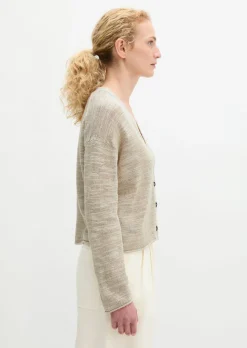 Slub-Cardigan loose aus Leinen-Baumwolle-Mix