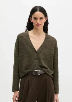 Slub-Cardigan loose aus Leinen-Baumwolle-Mix