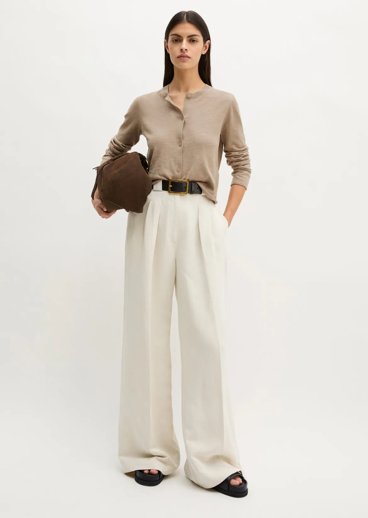 Slub-Cardigan regular aus Organic Cotton-Leinen-Mix