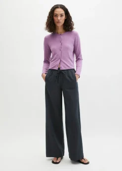 Slub-Cardigan regular aus Organic Cotton-Leinen-Mix