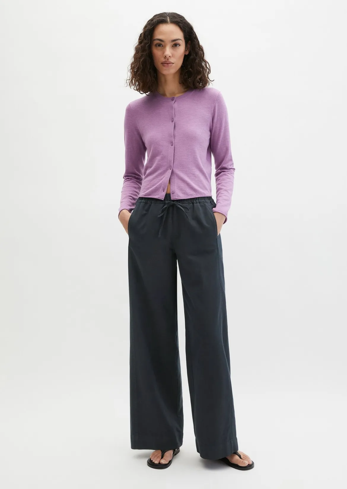 Slub-Cardigan regular aus Organic Cotton-Leinen-Mix