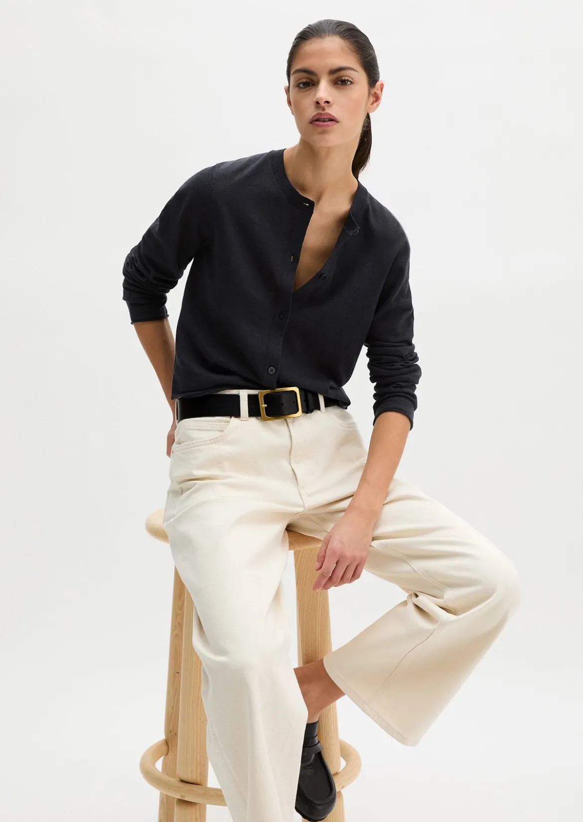 Slub-Cardigan regular aus Organic Cotton-Leinen-Mix