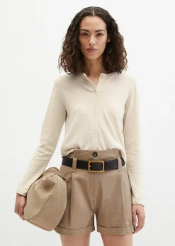 Slub-Cardigan regular aus Organic Cotton-Leinen-Mix