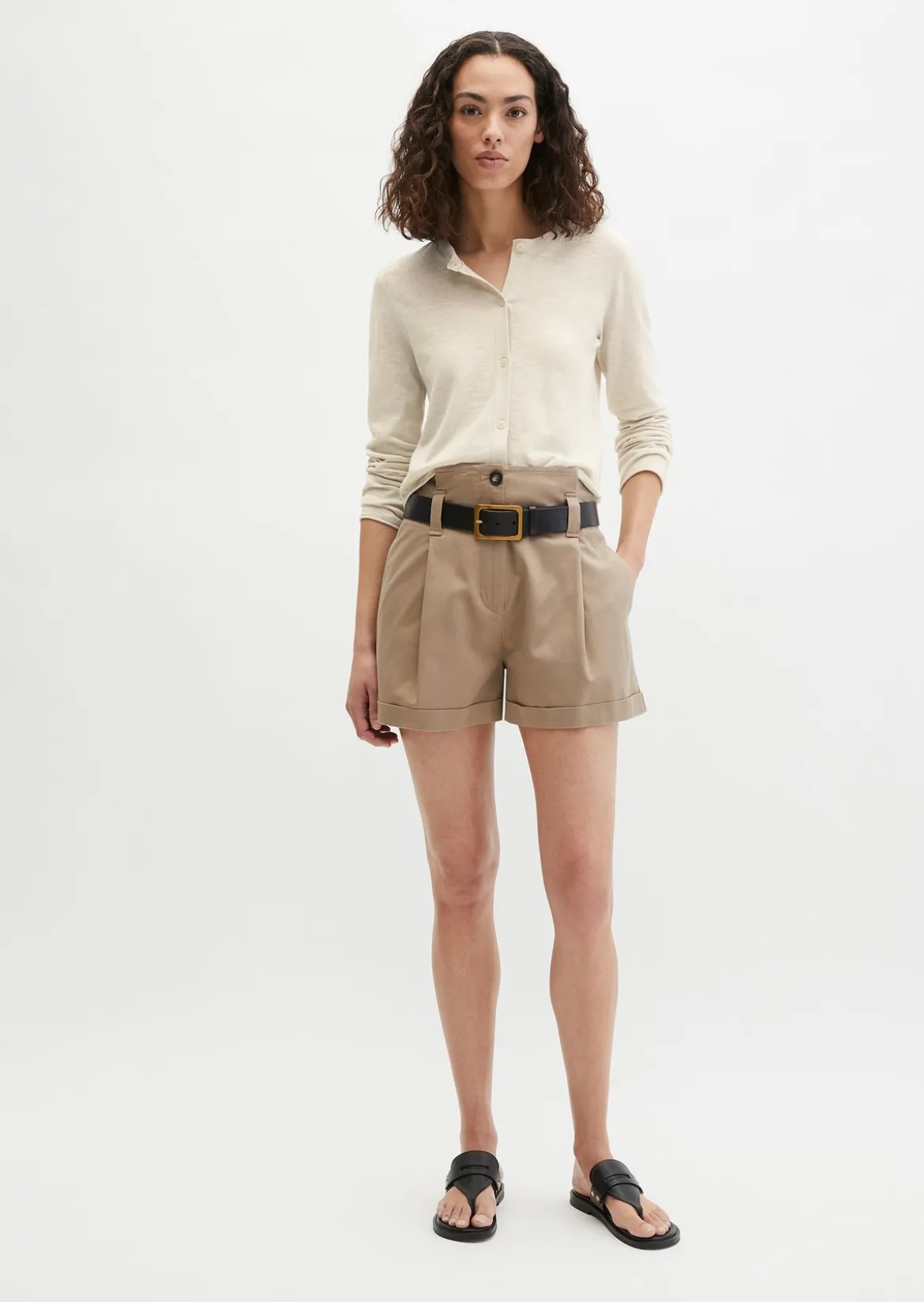 Slub-Cardigan regular aus Organic Cotton-Leinen-Mix