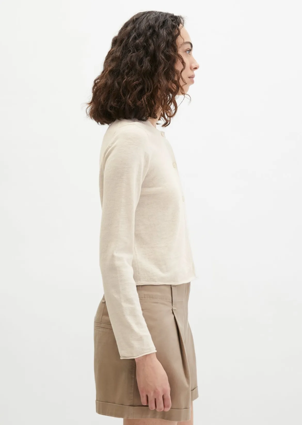 Slub-Cardigan regular aus Organic Cotton-Leinen-Mix