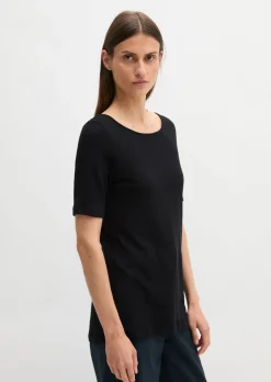 Slub-Jersey-T-Shirt regular mit U-Boot-Ausschnitt