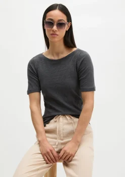 Slub-Jersey-T-Shirt regular mit U-Boot-Ausschnitt