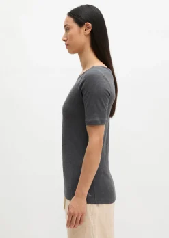 Slub-Jersey-T-Shirt regular mit U-Boot-Ausschnitt