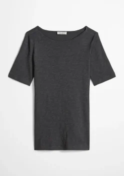 Slub-Jersey-T-Shirt regular mit U-Boot-Ausschnitt