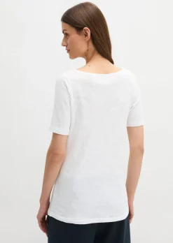 Slub-Jersey-T-Shirt regular mit U-Boot-Ausschnitt