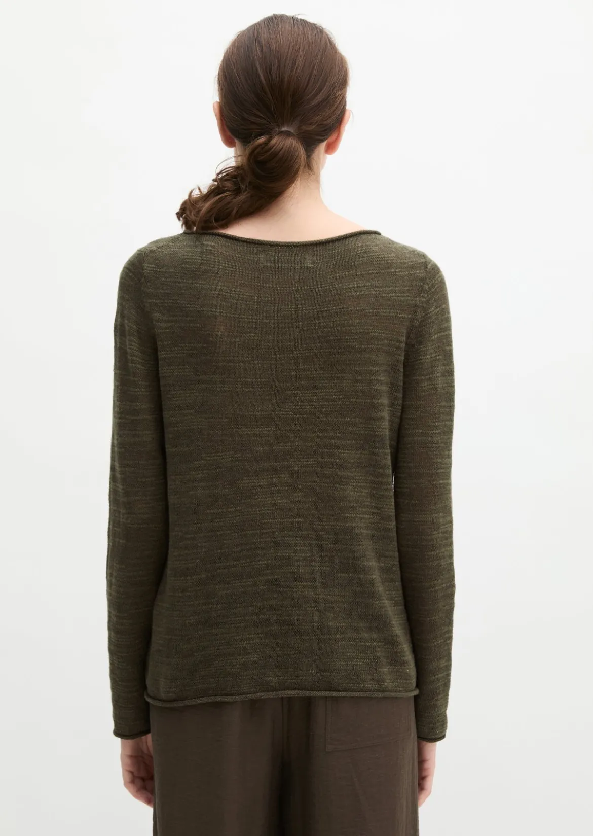 Slub-Pullover slim aus Leinen-Baumwolle-Mix