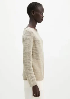 Slub-Pullover slim aus Leinen-Baumwolle-Mix