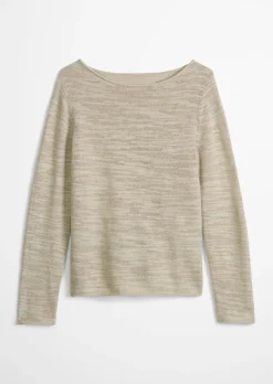 Slub-Pullover slim aus Leinen-Baumwolle-Mix