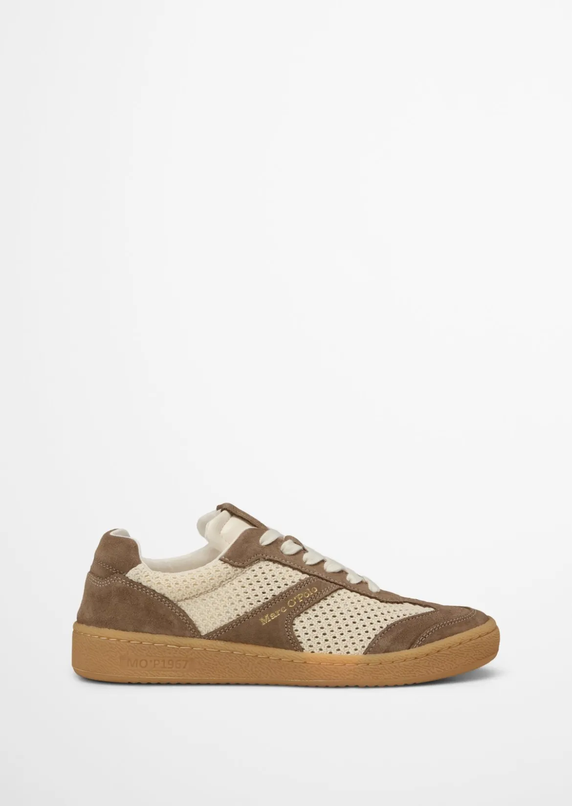 Sneaker Model Court aus edlem Rindleder mit Häkeleinsätzen