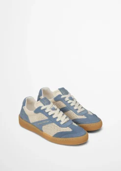 Sneaker Model Court aus edlem Rindleder mit Häkeleinsätzen