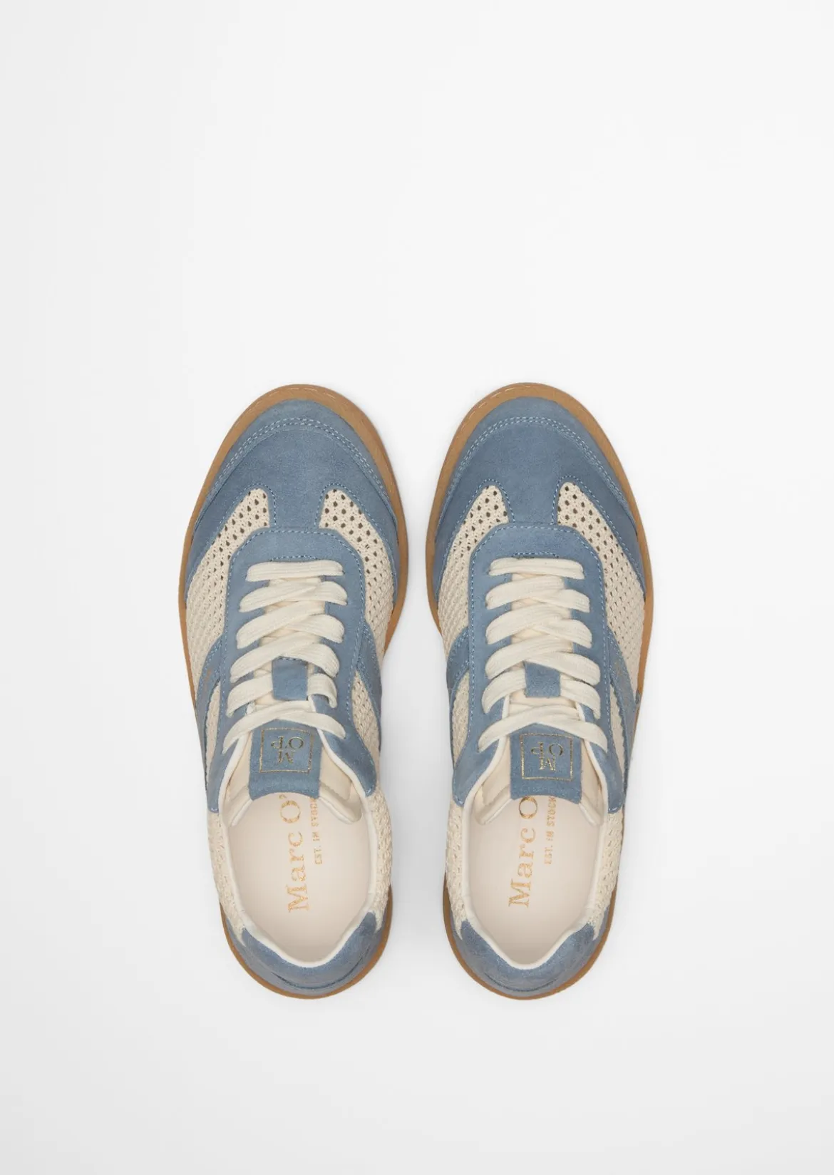 Sneaker Model Court aus edlem Rindleder mit Häkeleinsätzen