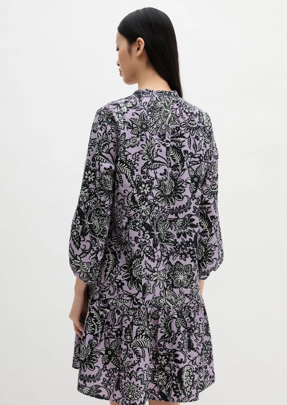 Sommerkleid loose aus bedrucktem Light-Popeline
