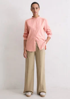 Stehkragenbluse relaxed aus softem Baumwoll-Satin