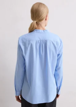 Stehkragenbluse relaxed aus softem Baumwoll-Satin
