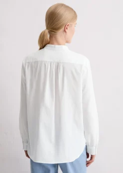 Stehkragenbluse relaxed aus softem Baumwoll-Satin