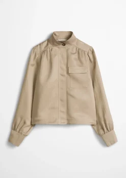 Stehkragen-Jacke loose aus TENCEL™ Lyocell-Leinen-Mix