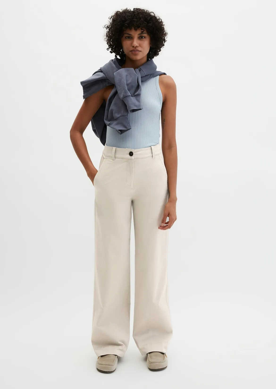 Straight Leg Pants aus Brushed Cotton Twill