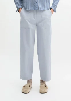 Streifenbluse loose aus Baumwoll-Chambray