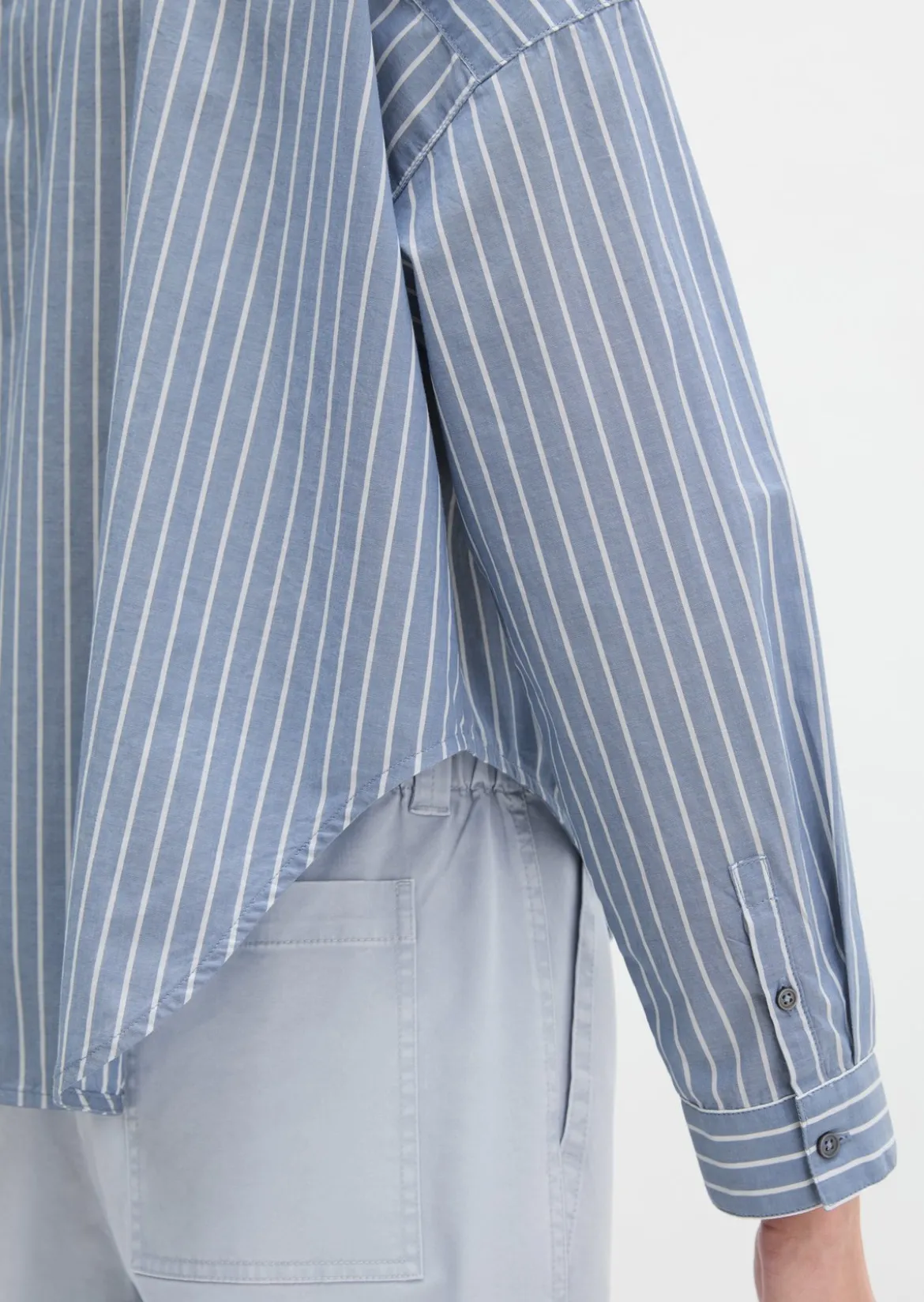 Streifenbluse loose aus Baumwoll-Chambray