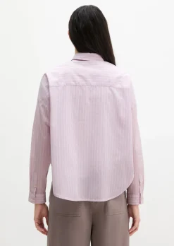 Streifenbluse loose aus Baumwoll-Chambray