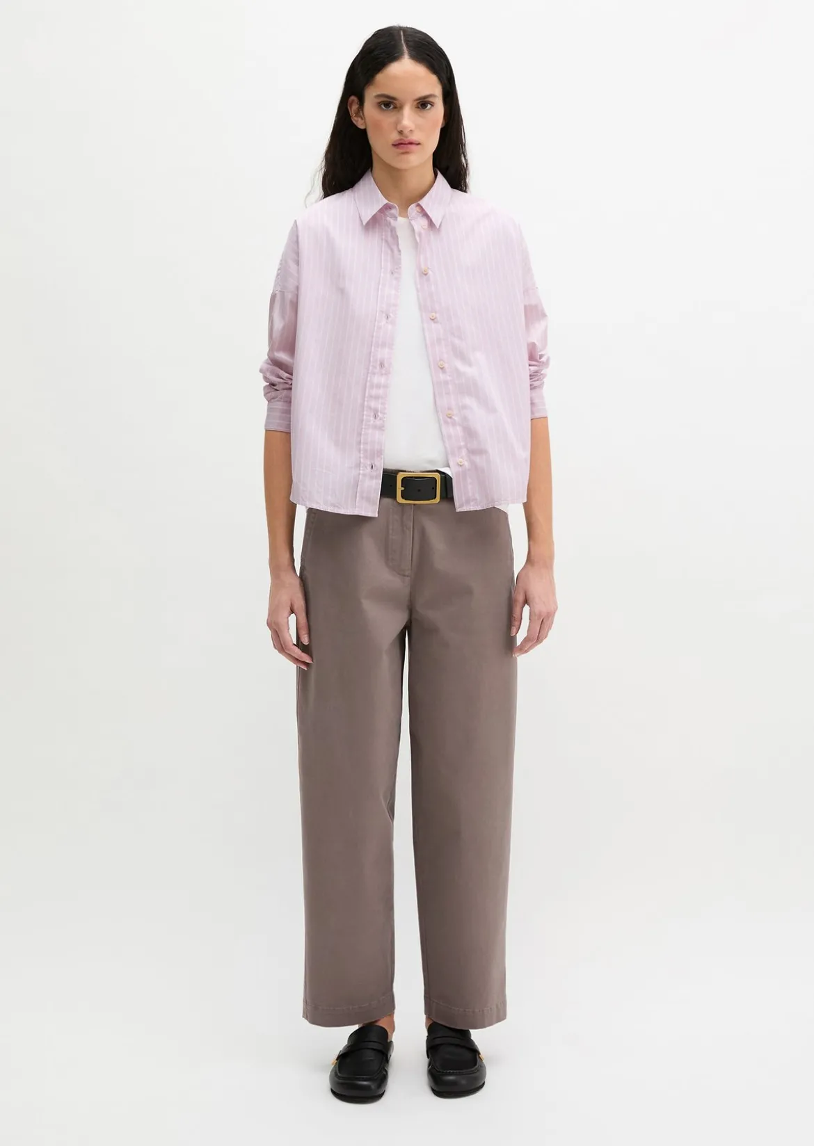 Streifenbluse loose aus Baumwoll-Chambray