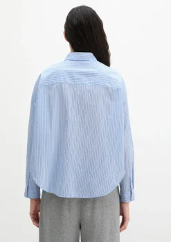Streifenbluse loose aus Baumwoll-Chambray