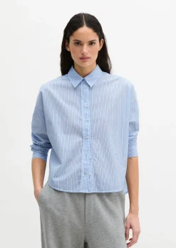 Streifenbluse loose aus Baumwoll-Chambray