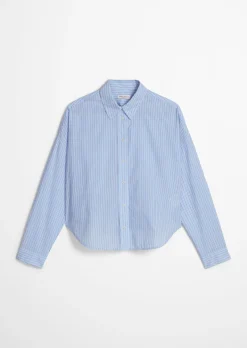 Streifenbluse loose aus Baumwoll-Chambray