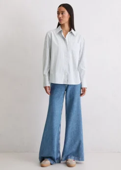 Streifenbluse oversize aus Premium-Baumwoll-Popeline