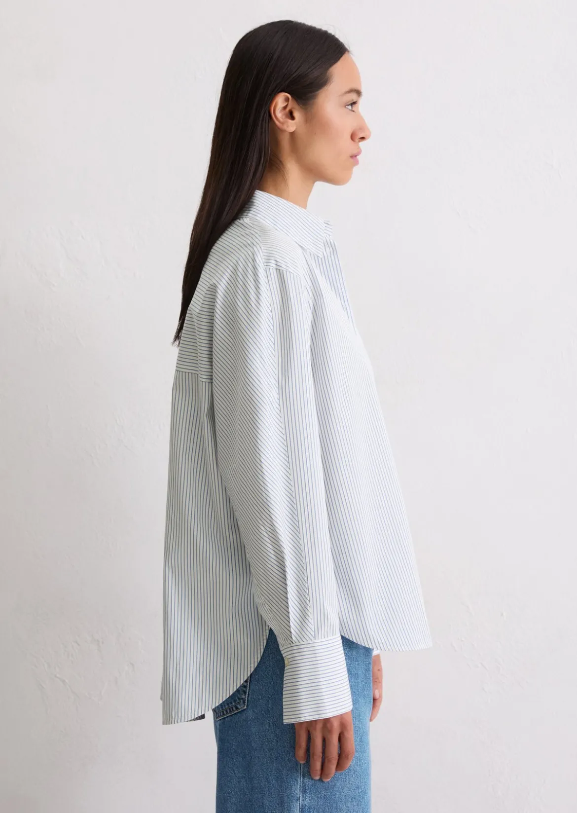 Streifenbluse oversize aus Premium-Baumwoll-Popeline