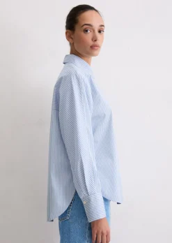 Streifenbluse oversize aus Premium-Baumwoll-Popeline