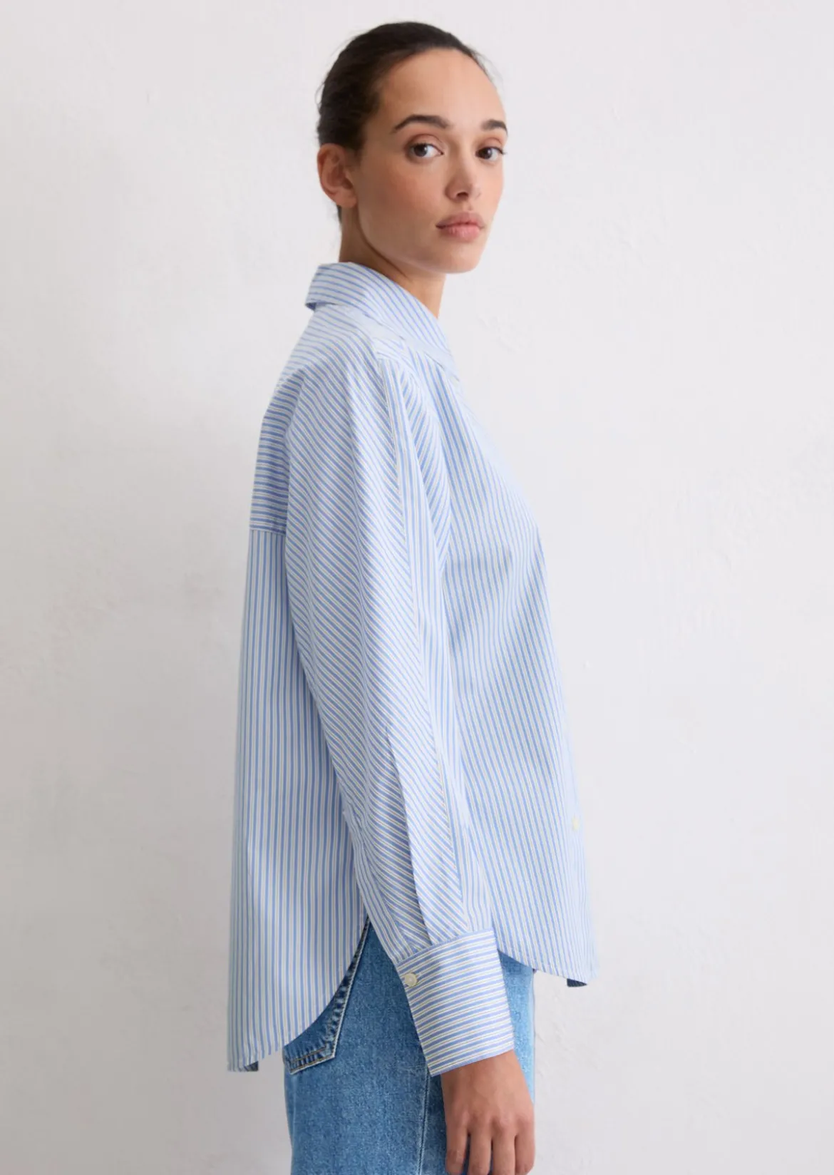 Streifenbluse oversize aus Premium-Baumwoll-Popeline