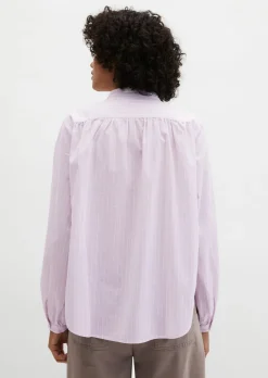 Streifenbluse regular aus Baumwoll-Chambray