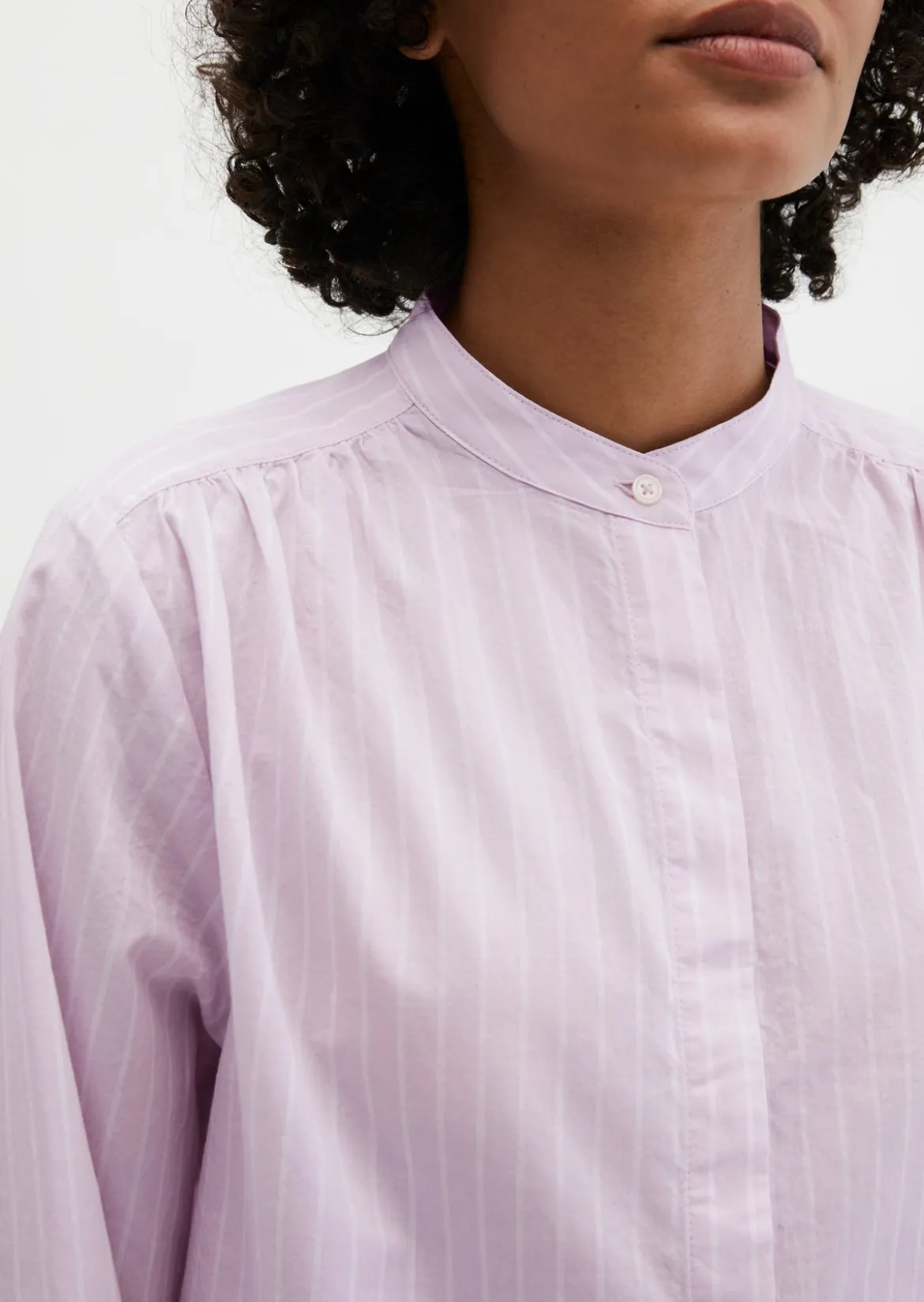 Streifenbluse regular aus Baumwoll-Chambray