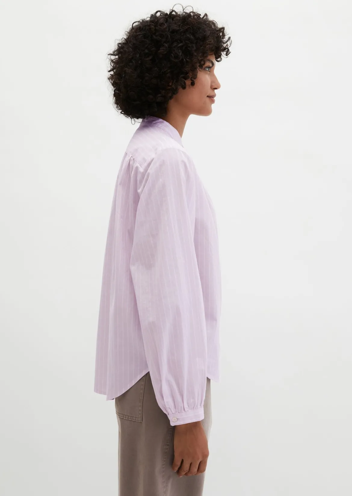 Streifenbluse regular aus Baumwoll-Chambray