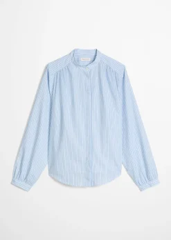 Streifenbluse regular aus Baumwoll-Chambray