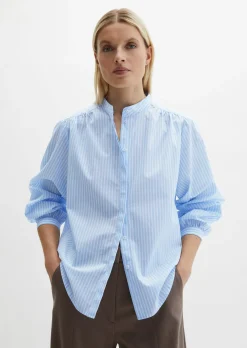 Streifenbluse regular aus Baumwoll-Chambray