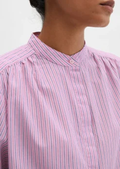 Streifenbluse regular aus Baumwoll-Chambray