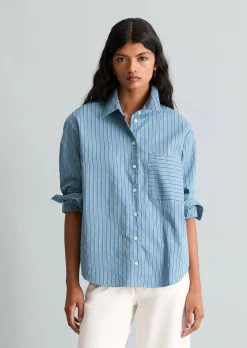 Streifenbluse regular aus Organic Cotton Lyocell-Mix