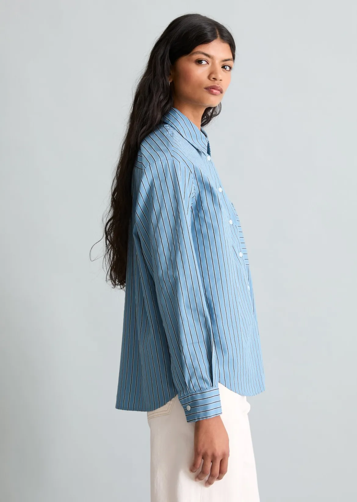 Streifenbluse regular aus Organic Cotton Lyocell-Mix